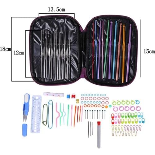 100-Piece Knitting Tool Set Aluminum Crochet Hooks Set Yarn Knitting Needles Sewing Tools Kit Easy To Carry Home Textile Product