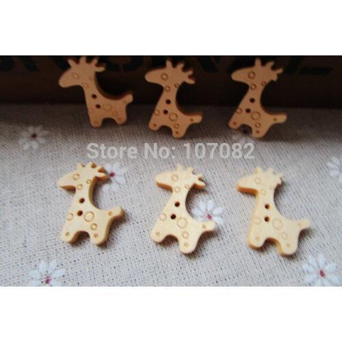 1000pcs Natural Giraffe Shape Wood Buttons Sewing Cartoon Button For Scrapbooking 20x24mm
