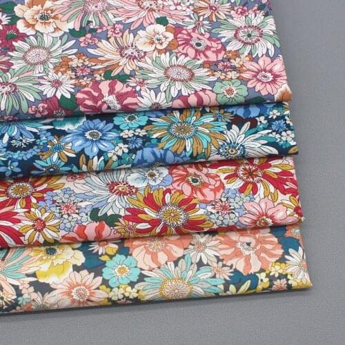 145x50cm Poplin Pastoral Floral Cotton Fabric DIY Childrens Wear Cloth Make Bedding Quilt Decoration Home 160g/m