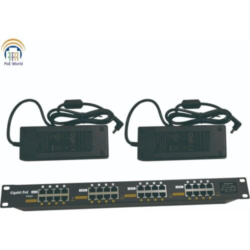 16 Port Gigabit Passive PoE Injector with 180Watt 240Watt Power adapter for 48 Volts Polycom Cisco IP phones VOIP Telephones
