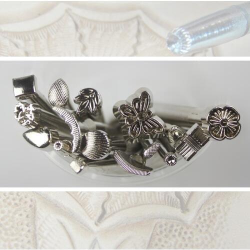 16pcs pack LEATHER CRAFT STAMPS leather vintage carvers patterns of basket weave mules foot DIY sewing tools & accessory