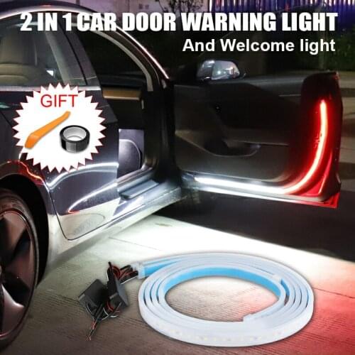 2PCS NEW Car Door Opening Warning Lights 144LED Strobe Flashing Anti Rear-end Collision Safety Lamps welcome Flash light