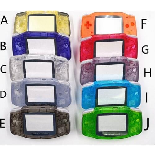 20PCS Lucency color Nintendo Gameboy Advance GBA Console Shell Case Cover full housing replacement with buttons kit Repair parts