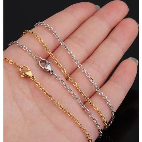 5pcs 316L Stainless Steel 55cm Length 2mm No Tarnish Rolo Link Chain Necklace with Lobster Clasp Fit DIY Pendant Necklace Making
