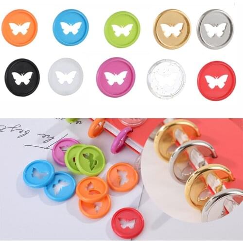 55PCS Mushroom Hole Binding Disc 28MM Colorful Butterfly Disc Binding Plastic DIY 360 Degree Buckle Binding Office Supplies