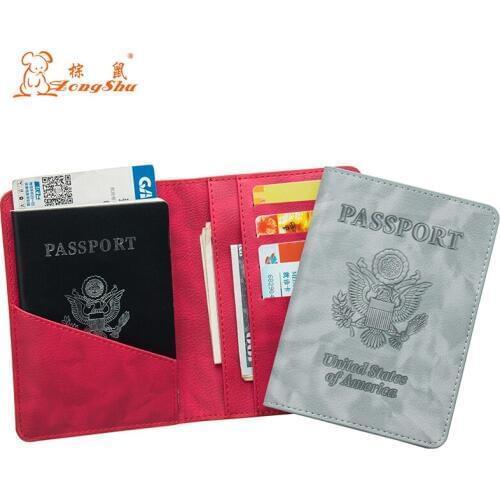 USA Fashion Red Color Mixing Double-Headed Eagle Pu Leather Passport Holder Built In Rfid Blocking Protect Personal Information