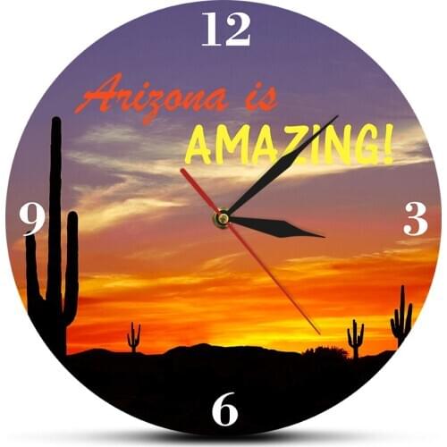 Arizona is Amazing Large Saguaro Cactus Modern Wall Clock Desert Cactus Wall Watch Home Decor Southwestern Wall Art Souvenir