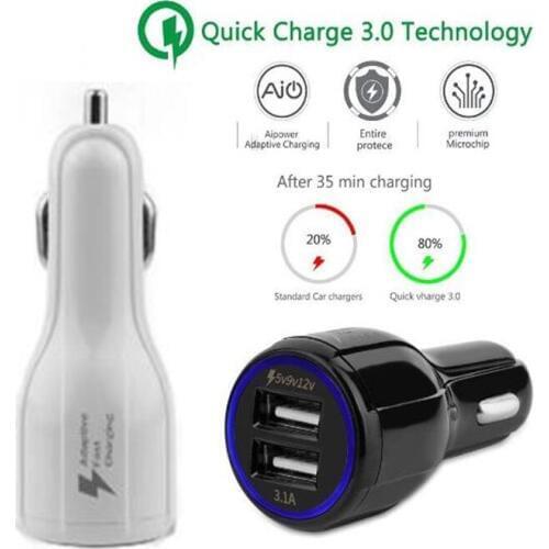 Quick Charger Car Charger 5V 9V 12V 3.1A Dual usb ports Fast Charging Adaptive Car charger adapter for samsung s6 s7 s8