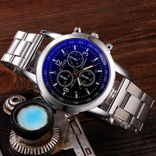 Men Watch Quartz Casual Luxury Full Stainless Steel WristWatch Relogio Masculino Blue Glass Watches Mens Relojes erkek kol saati