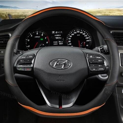 37- 38CM D Shape Steering Wheel Cover PU Leather for Geely Atlas Emgrand EC7 Coolray VW Golf 7 Hyundai Santa fe 2014-2020