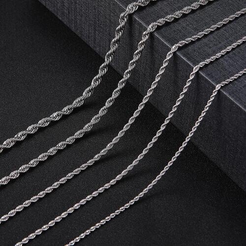 Skyrim 60cm Long Twist Necklace Chain Classic Stainless Steel Statement Thin Thick Chains Jewelry Gift for Men Women Wholesale