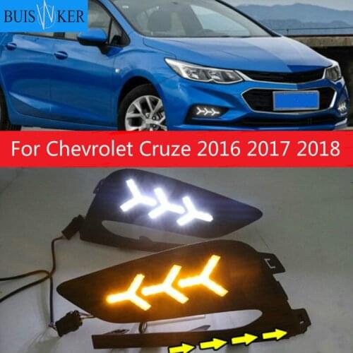 2Pcs DRL For Chevrolet Cruze 2016 2017 2018 Daytime Running Lights fog lamp cover headlight 12V Daylight signal for Chevy