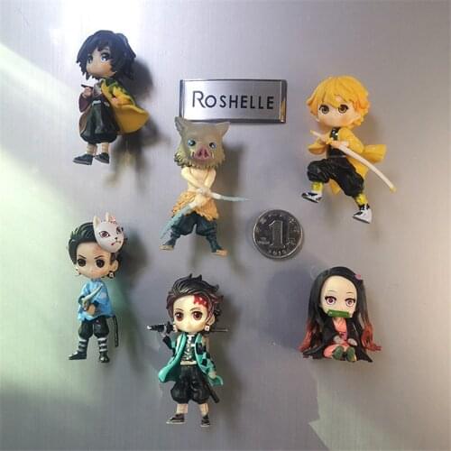 Kimetsu no Yaiba Action FIgures Anime Statue Demon Slayer Model Kamado Tanjirou Hashibira Inosuke Agatsuma 3d fridge magnets Toy