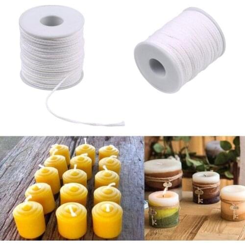 1 Roll 61M White Candle Wick Cotton Square Non-Toxic Candle Woven Wick For Candle DIY Oil Lamps Handmade Candle Making Supplies