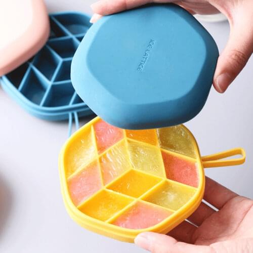 1Pcs Silicone 12 Cavity Hexagon 3D Ice Mold DIY Popsicle Mould Ice Cream Makers Storage Box Kitchen Accessories For Dessert