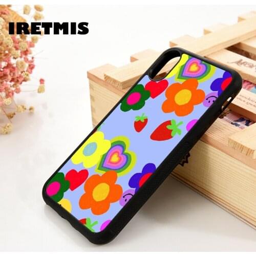 Iretmis 5 5S SE 6 6S TPU Silicone Phone Case Cover for iPhone 7 8 Plus X Xs 11 12 MINI Pro Max XR Colorful Flower Heart Pattern