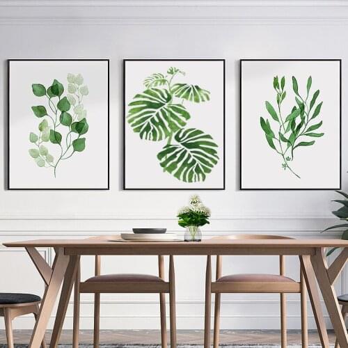 Modern Various Green Leaves Canvas Paintings Different Species Posters Print Natural Wall Art Decorative Picture For Living Room