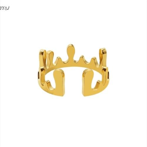 Crown open ring for women stainless steel gold stackable ring funny simple trendy women jewelry 2021 designer