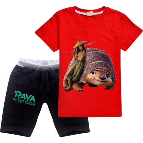 Childrens Clothes Set Boys Raya and The Last Dragon Sportswear T-Shirt and Shorts Pants 2 Pieces Clothing Sets Boys Clothes