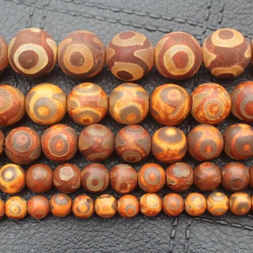 Ancient Brown 3Eyes 6-12mm Dzi agates Round Beads 14.5"For DIYJewelry making! Mixed wholesale for all items