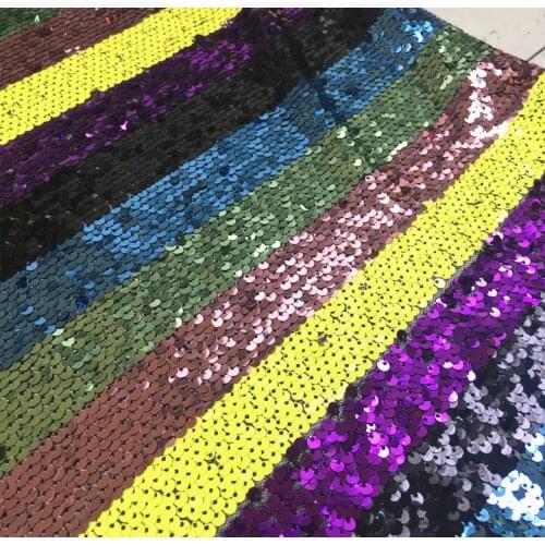 New fashionable color striped sequins beads fabric for dress curtain material DIY accessories