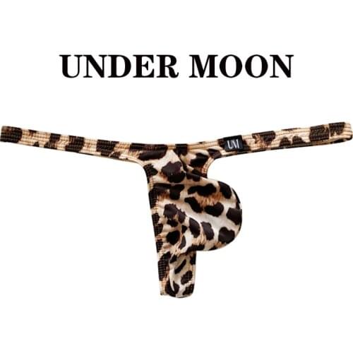 New low waist mens thong thin ice silk printed mens protruding bag comfortable T-pants sexy mens floral panties