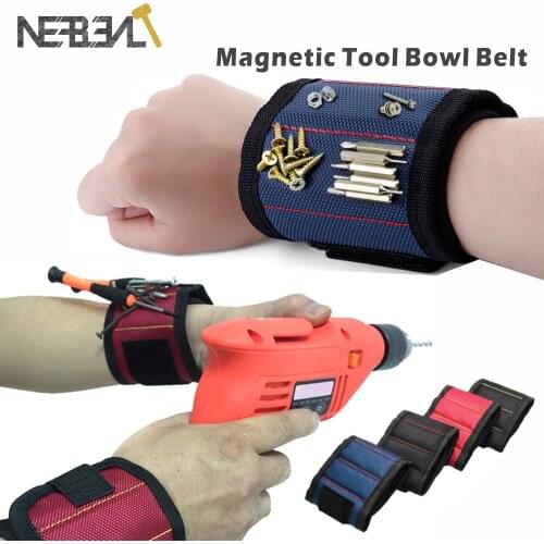 Strong Magnetic Wristband Portable Bag with 3 Magnet Electrician Wrist Belt Screws Nails Drill Bits Bracelet for Repair Tool