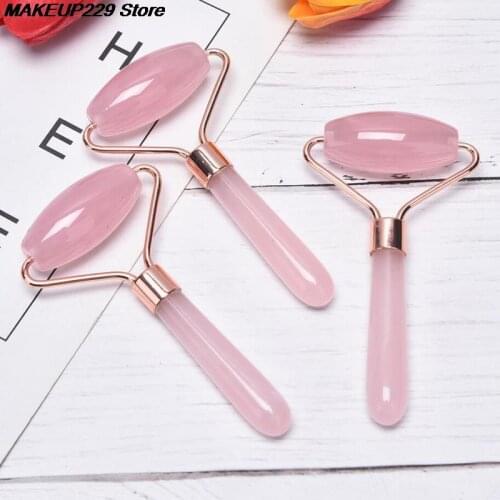Rose Crystal Face Lift Massager Crystal Roller Facial Massage Relaxation Jade Roller Stone Natural Rose Quartz Beauty Skin Tool