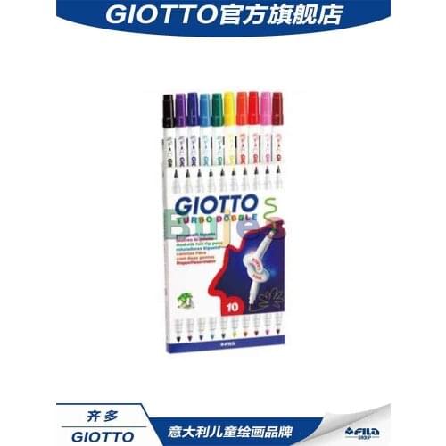 Giotto Turbo Dobble, Fine Tip Pens, Box of 12, Intense Vibrant Colours Misc,non-toxic , Two-headed Watercolor Pen, Washable