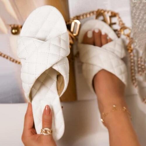 Luxury Women Slippers Home Solid Pu Leather Handmade Sewing Flats Cross-tied Fashion Indoor Slides Casual Shoes Ladies Female