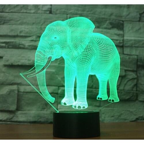 3D LED Night Light Happy Elephant with 7 Colors Light for Home Decoration Lamp Amazing Visualization Optical Illusion Awesome