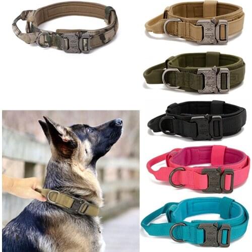 M-XL Tactical Dog Collar With Handle Durable Military Nylon Dog Collar Adjustable Training Collar For Large Dogs German Shepherd