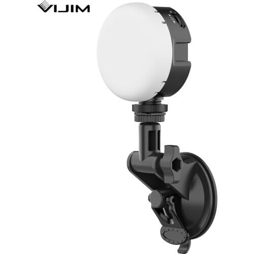 VIJIM Video LED Light Fill Light with Suction Cup 6-Watt 2500K-6500K Dimmable with Cold Shoe Battery for Camera Video Lighting