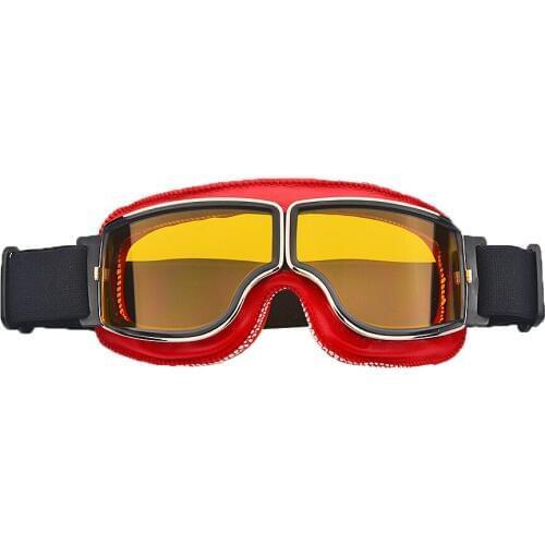 Red Lens Windproof Motorcycle Vintage Goggles Moto Pilot Motorbike Goggles Retro Jet Helmet For Harley Cycling