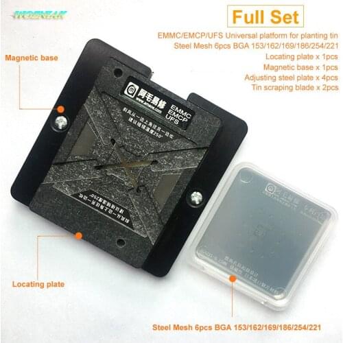 Wozniak For EMMC EMCP UFS BGA 153 162 169 186 221 254 Universal Maintenance Platform for Tin Planting Tin Net Suit Chip Repair