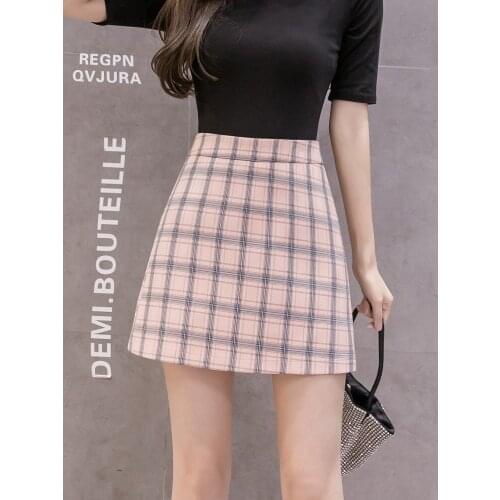 Plaid Skirt 2020 New High Waist Pleated Skirt Short Skirt College Style Korean Version Thin A-Line Skirt Summer Students Skirt