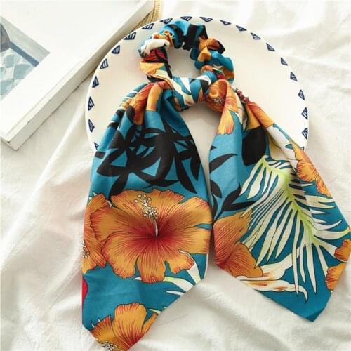 2020 new Fashion Floral Print Scrunchie Hair Band For Women Elastic Dot Hair Scarf Bow Rubber Ropes Girls Hair Ties Hair Jewelry