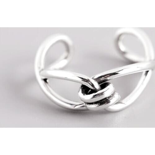 Sole Memory Creative Retro Cross Knot 925 Sterling Silver Female Resizable Opening Rings SRI657