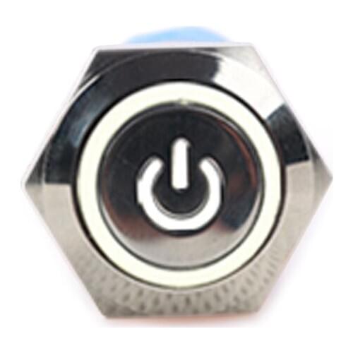 1PCS 16mm Hole 12V LED Metallic Car Angle Eye Power Push Button Switch Latching Type Button Promotion Price