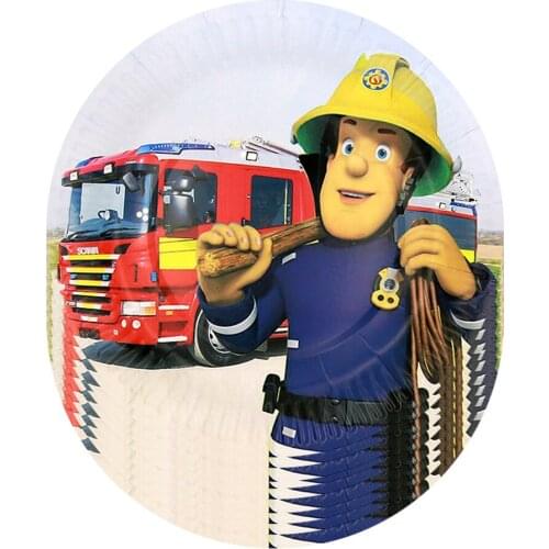 10Pcs/Pack Fireman Sam Theme Kids Birthday Party Decorations Plates Supplies Baby Shower Disposable Tableware Fireman Sam Plate