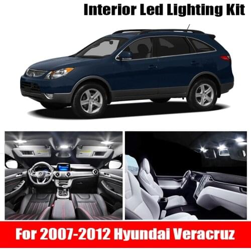 10Pcs White Canbus LED Lamp Car Bulbs Interior Package Kit For 2007-2012 Hyundai Veracruz Map Dome Trunk Plate Light