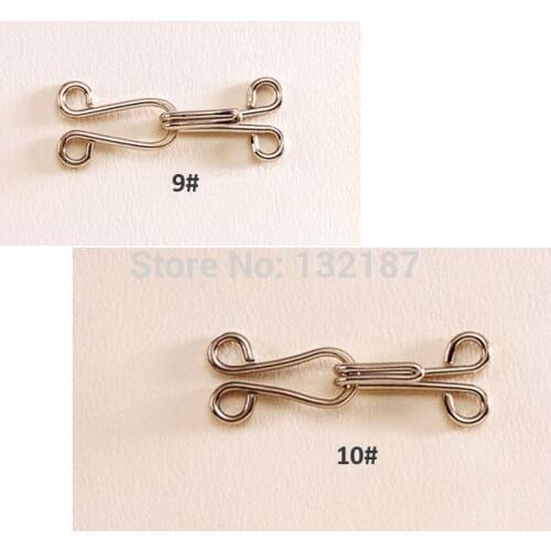 100pairs/lot 9#, 10# metal brass hooks / eyes pant skirt special big size silver nickle hook eye free shipping