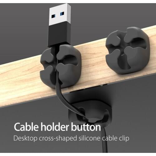 3 Colors Mobile Phone Data Cable Organizer Desktop Fixed Winder Wire Cable Organizer Silicon Charger Holder Clips Cable Winder