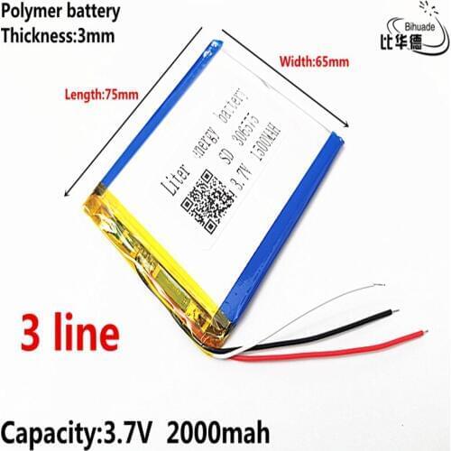 3 line Liter energy battery 3.7V lithium battery early 306575 1500mAh headlight GPS navigator general polymer batteries