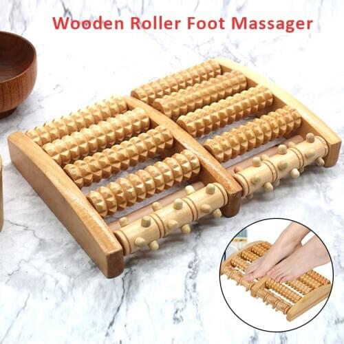 5 Rows Wooden Foot Massager Roller Massage Relieve Body Stress Muscle Massager Reflexology Feet Care Massage Tool