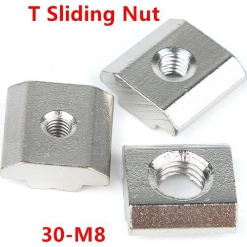 50pcs 30-M8 T Sliding Nut M8 Hammer head Square Block Nuts 3030 Series Aluminum Profile Accessories Groove 8