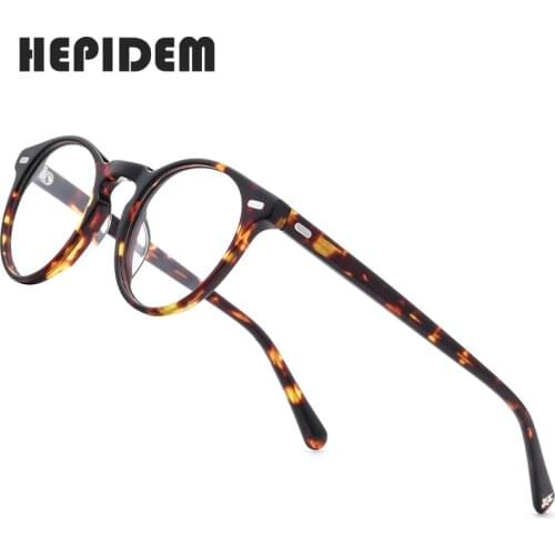HEPIDEM Acetate Optical Eyeglasses Frame Men Retro Vintage Round Prescription Glasses Nerd Women Spectacles Myopia Eyewear 9108