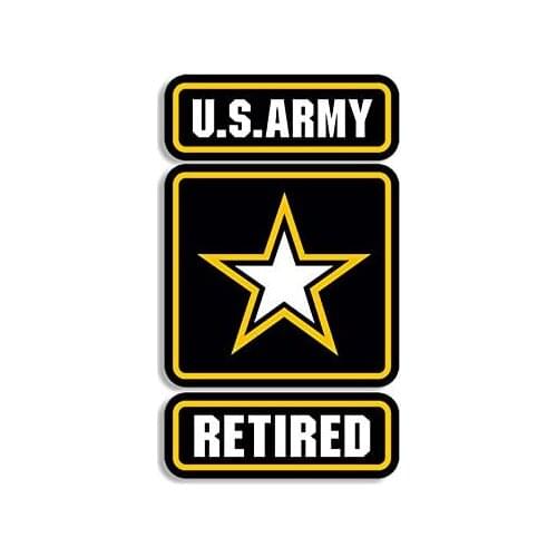 American Vinyl US Army Star Logo w/Retired Sticker (Military Soldier Vet Insignia Seal)