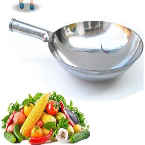 Free shipping 34/36/38/40cm stainless steel single wok shanties supplies no coating shiny