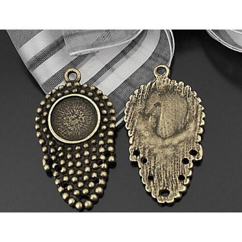 C647)20 pieces Inside 12mm Antique Bronze Zinc Alloy Round Base Bezels Cabochon Beads Cameo Settings Pendants Diy Findings
